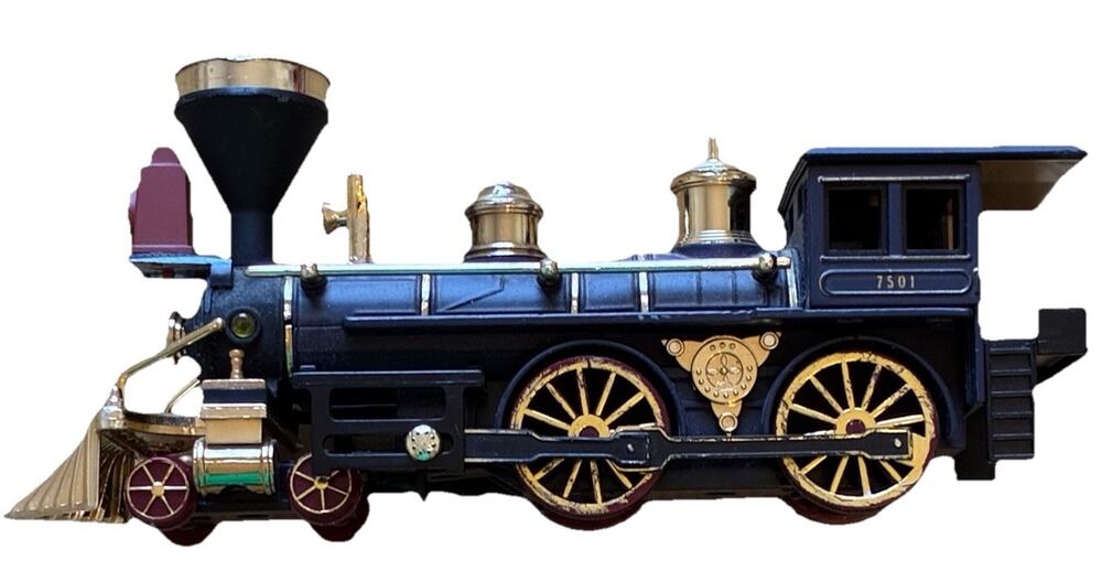 Vintage SS 7501 Superior Western Steam Locomotive Engine Toy Royal Blue, Gold